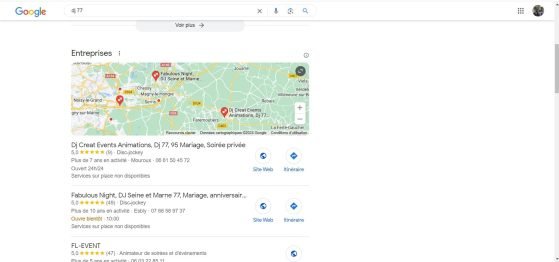 dj 77 google recherche locale